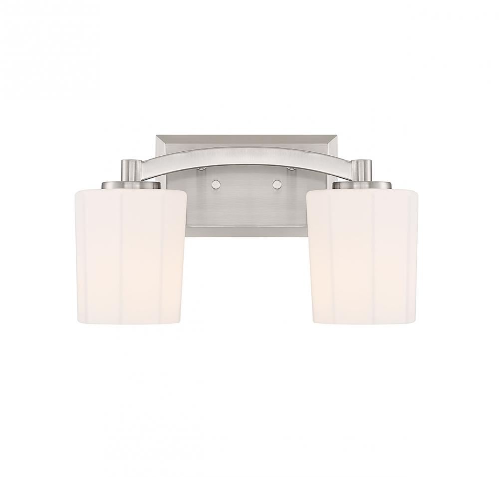 Whitney 2-Light Bathroom Vanity Light in Satin Nickel