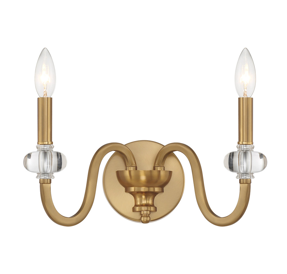 Bergdorf 2-Light Wall Sconce in Warm Brass