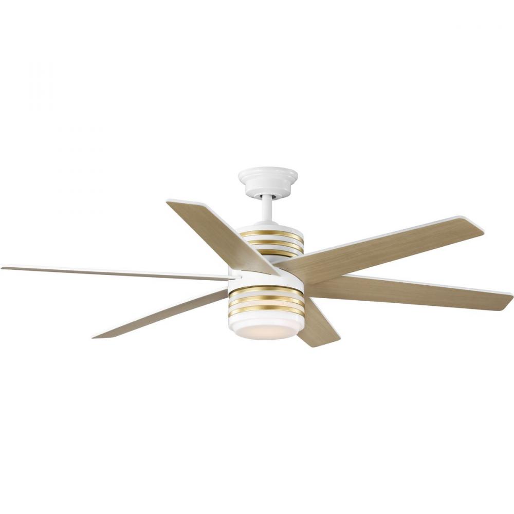 Carrollwood Collection 56-Inch Six-Blade Natural Cherry/White DC Motor Contemporary Ceiling Fan
