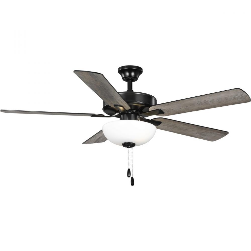 AirPro 52 in. Matte Black 5-Blade AC Motor Transitional Ceiling Fan with Light