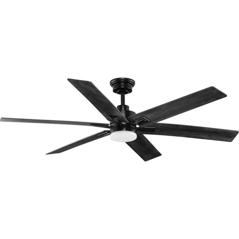 Dallam Collection 60 in. Six-Blade Matte Black Transitional Ceiling Fan with Integrated CCT-LED Ligh