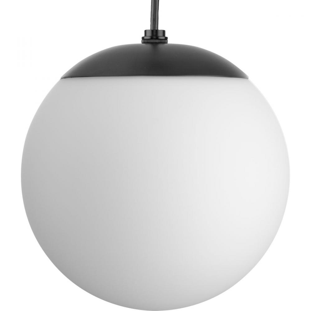 Atwell Collection Matte Black and Opal Glass Globe Small Hanging Pendant Light