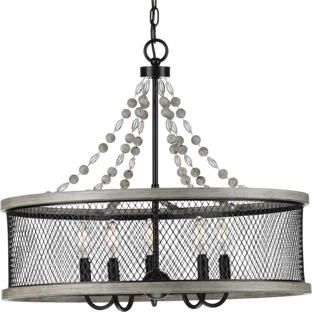 Austelle Collection Five-Light Antique Bronze Farmhouse Chandelier Light