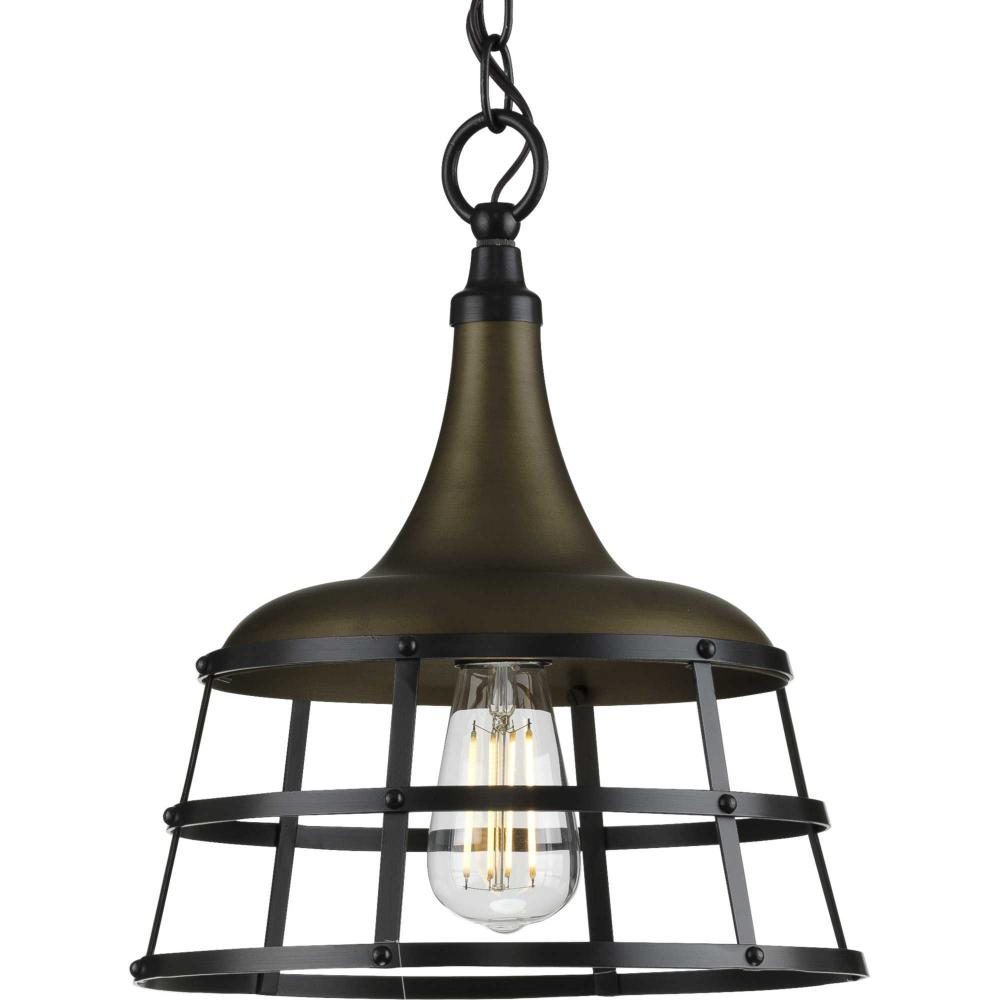 Bastille Collection One-Light Aged Brass Coastal Pendant Light