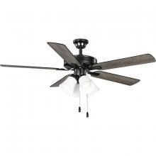 Progress P250077-31M-WB - AirPro 52 in. Matte Black 5-Blade AC Motor Ceiling Fan with Light