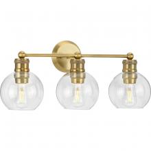 Progress P300051-163 - Hansford Collection Three-Light Vintage Brass Clear Glass Farmhouse Bath Vanity Light