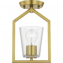  P350258-191 - Vertex Collection One-Light Brushed Gold Clear Glass Contemporary Semi-Flush Mount