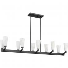 Progress P400396-31M - Tosca Collection Ten-Light Matte Black Modern Luxe Linear Chandelier