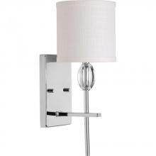 Progress P2060-15 - Status Collection One-Light Polished Chrome Off-White textured Fabric Shade Coastal Bath Vanity Ligh