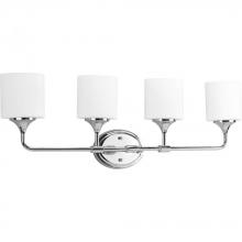 Progress P2804-15 - Lynzie Collection Four-Light Polished Chrome Etched Opal Glass Modern Bath Vanity Light