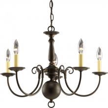  P4346-20 - Americana Collection Five-Light Antique Bronze Ivory Candle Traditional Chandelier Light