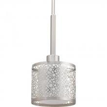  P5038-09 - Mingle Collection One-Light Brushed Nickel Etched Parchment Glass Global Mini-Pendant Light