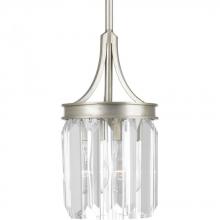 Progress P5320-134 - Glimmer Collection One-Light Silver Ridge Clear Glass Luxe Mini-Pendant Light