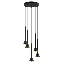  97606A - 5x10W Circular Staircase Pendant With Matte Black & Gold Finish