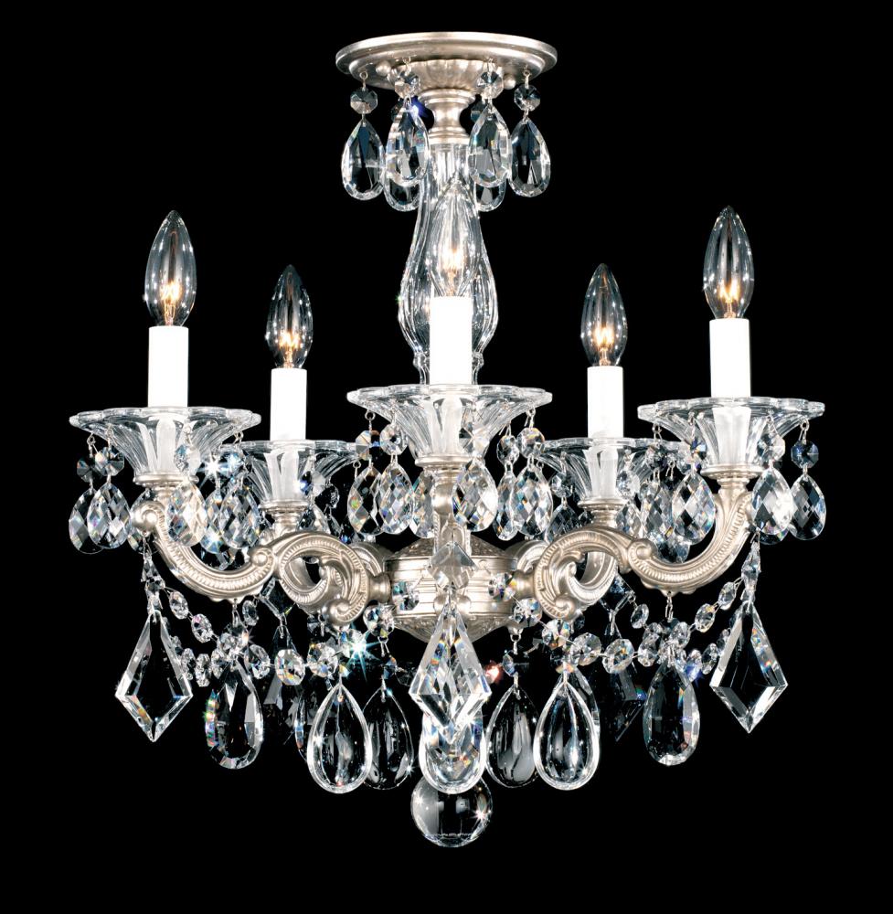 La Scala 5 Light 120V Semi-Flush Mount or Chandelier in Heirloom Gold with Clear Radiance Crystal