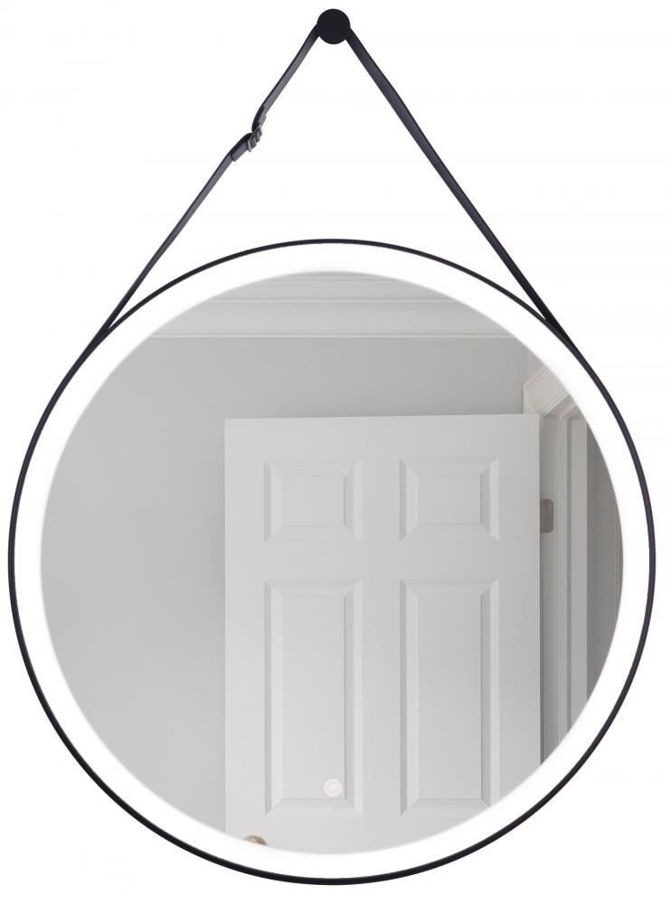 30” Round LED Mirror, dimmer, defogger, removable decorative strap & hardware, 3000K