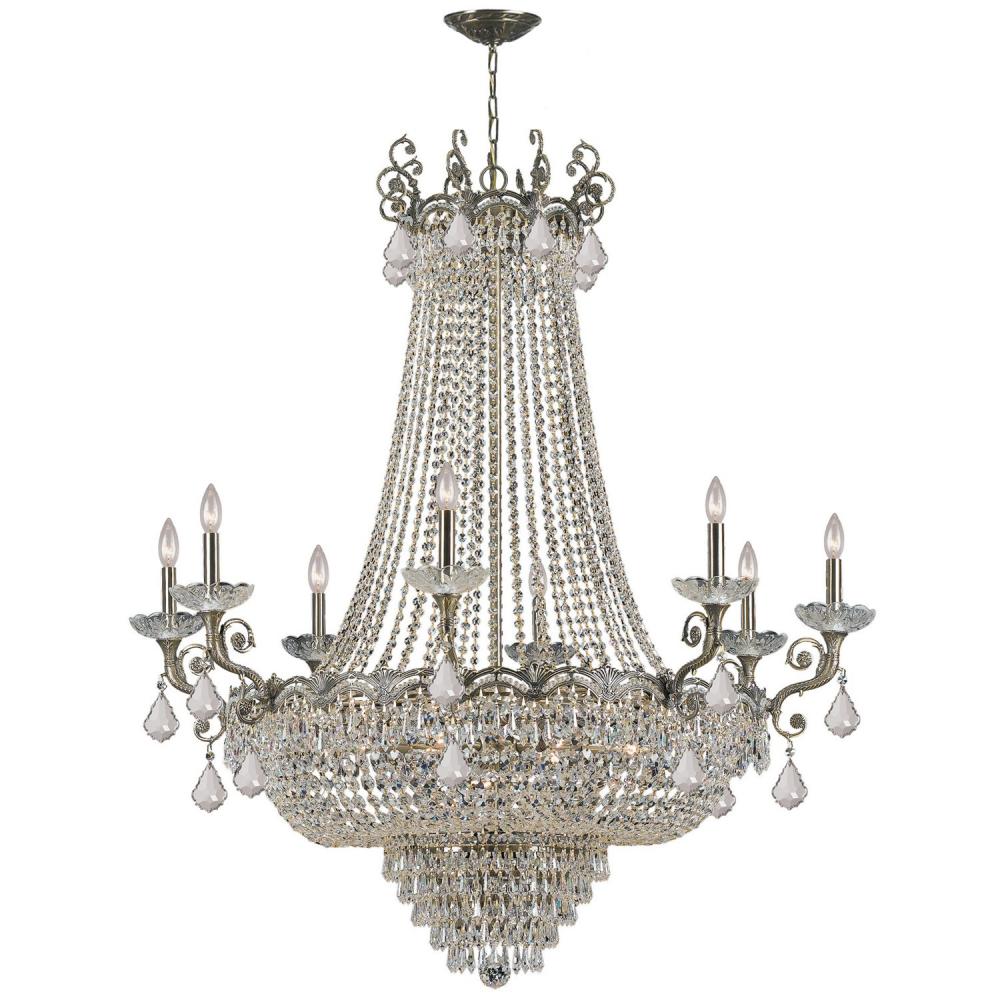 Majestic 20 Light Hand Cut Crystal Historic Brass Chandelier