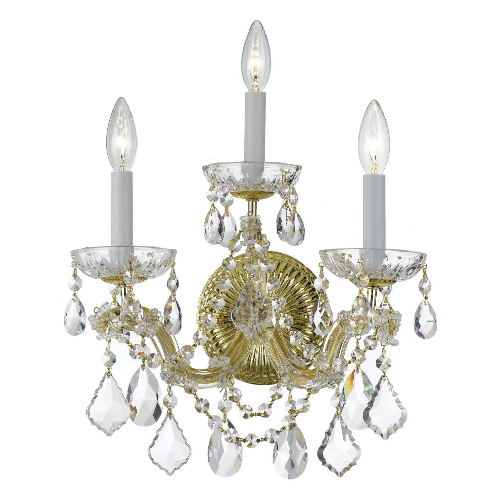 Maria Theresa 3 Light Swarovski Strass Crystal Gold Sconce