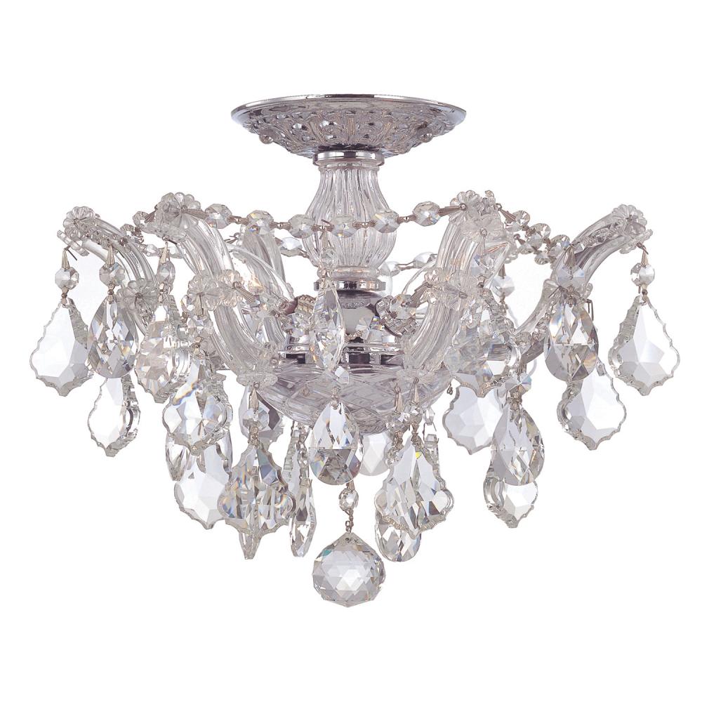 Maria Theresa 3 Light Hand Cut Crystal Polished Chrome Semi Flush Mount