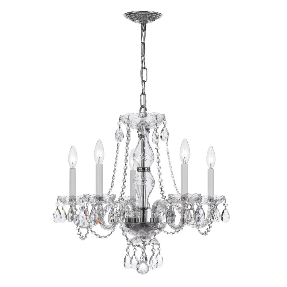 Traditional Crystal 5 Light Spectra Crystal Polished Chrome Chandelier