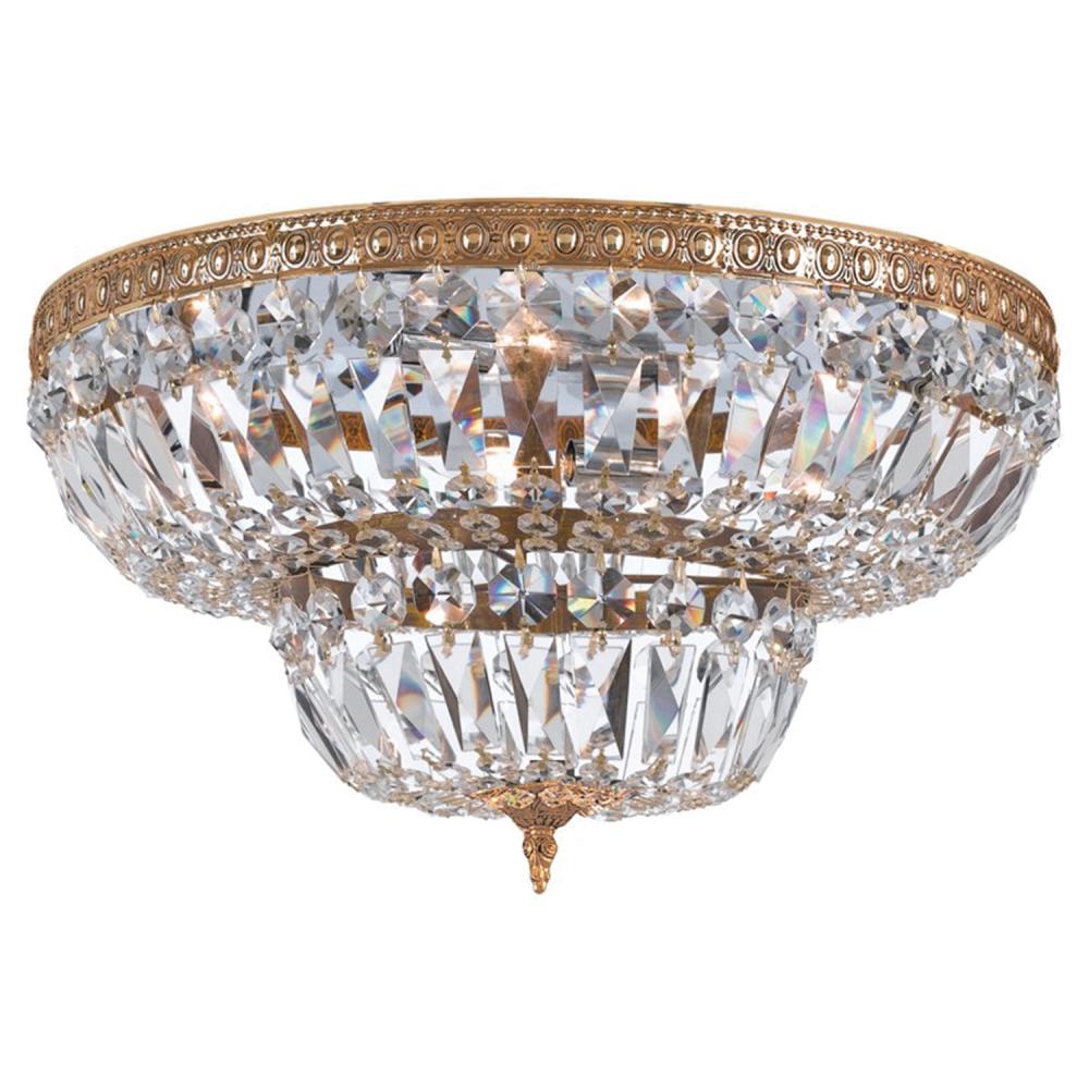 Crystorama 6 Light Swarovski Strass Crystal Olde Brass Flush Mount