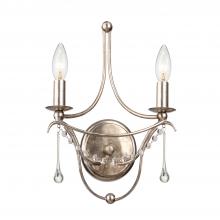 Crystorama 422-SA - Metro 2 Light Antique Silver Sconce