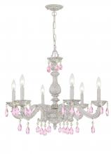  5036-AW-RO-MWP - Paris Market 6 Light Rose Crystal Antique White Chandelier