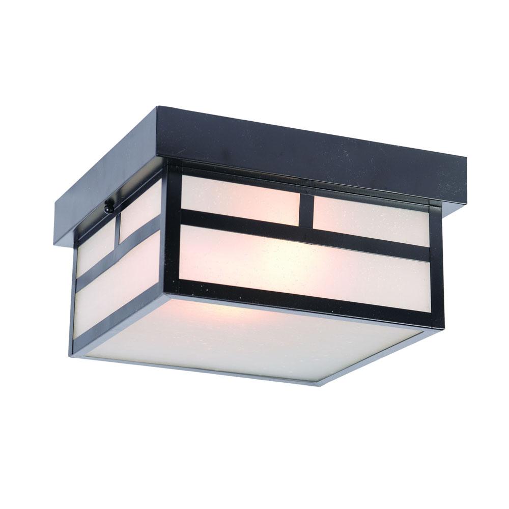 Artisan Collection Ceiling-Mount 2-Light Outdoor Matte Black Light Fixture