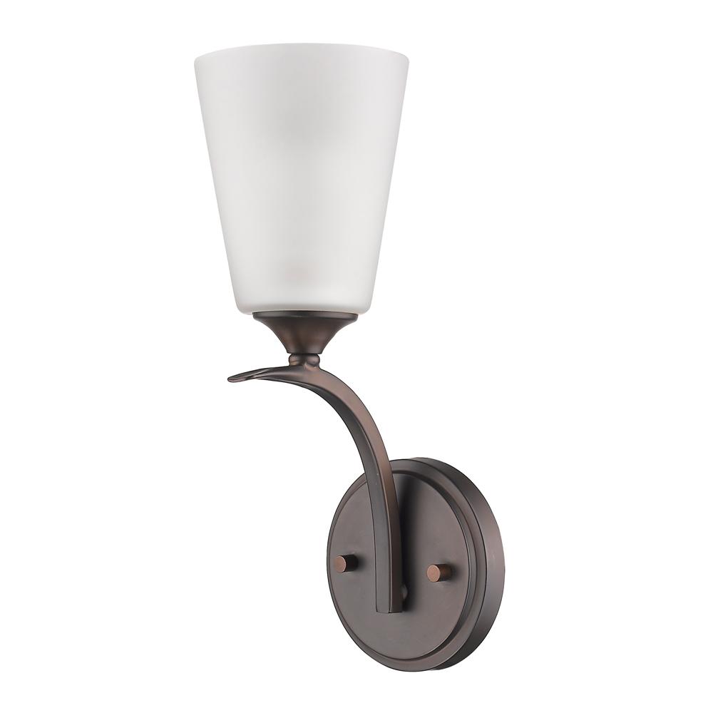 Zoey 1-Light Oil-Rubbed Bronze Sconce With Frosted Glass Shade