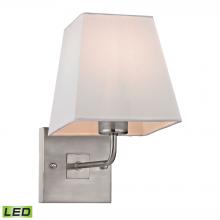  17152/1-LED - Beverly 1-Light Wall Lamp in Brushed Nickel with White Fabric Shade - Includes LED Bulb