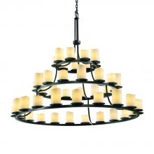 Justice Design Group CNDL-8714-14-AMBR-MBLK - Dakota 45-Light 3-Tier Ring Chandelier