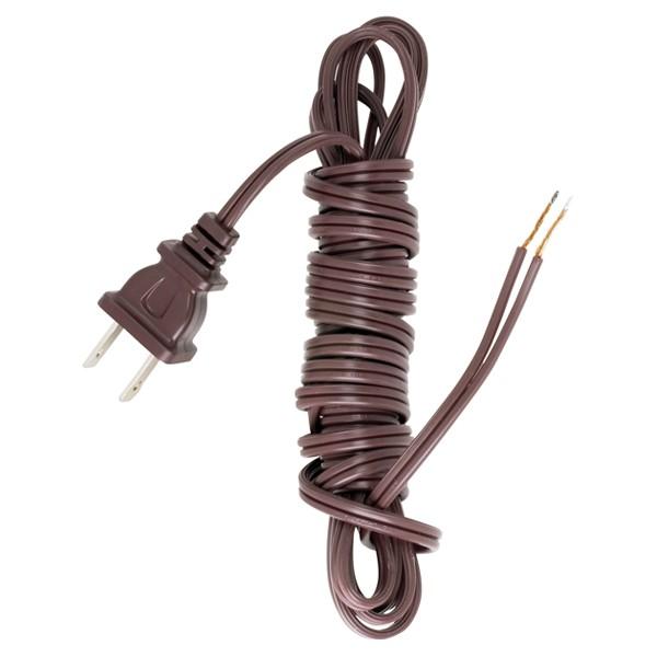 12 Foot 18/2 SPT-1 105C Cord Set; Brown Finish; 72" Hank; 150 Carton; Molded Polarized Plug;