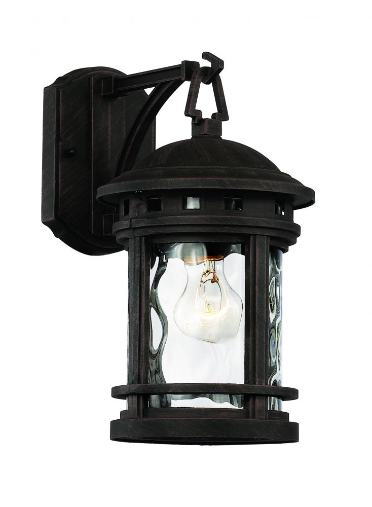 Boardwalk Collection 1-Light, Hook Hanging Wall Lantern with Water Glass