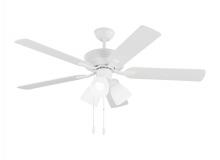 Generation Lighting Seagull 5LD52RZWF - Linden 52 Inch Traditional Indoor Matte White LED Dimmable Dual Mount Hugger Ceiling Fan