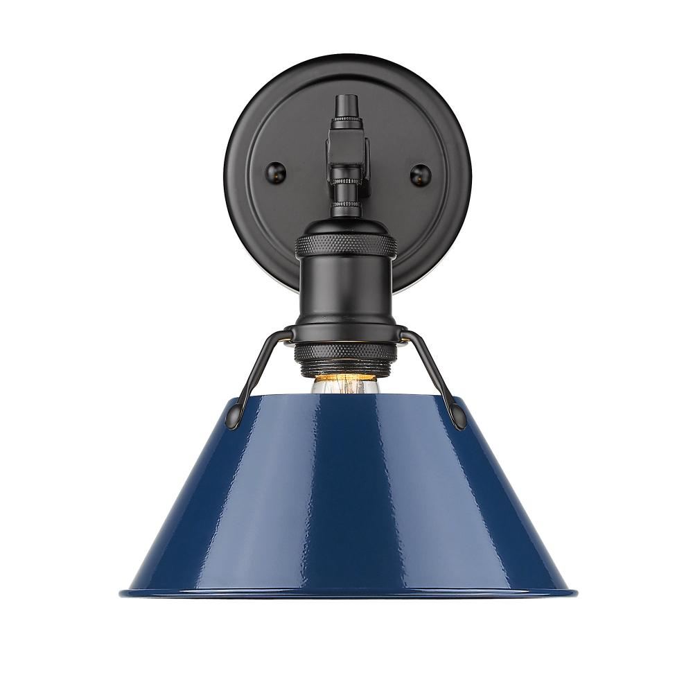 Orwell BLK 1 Light Bath Vanity in Matte Black with Matte Navy shade