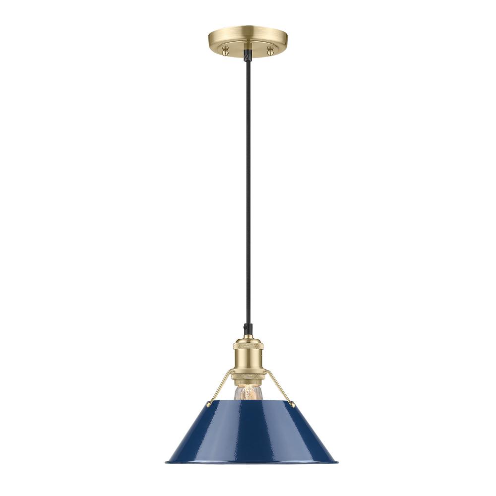 Orwell BCB Medium Pendant - 10" in Brushed Champagne Bronze with Matte Navy shade