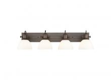 Golden 3118-BA4 RBZ-OP - Hines 4-Light Vanity Light in Rubbed Bronze with Opal Glass