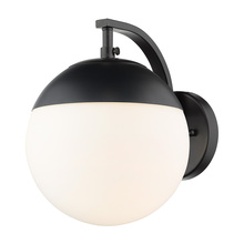 Golden 3218-1W BLK-BLK - Dixon Sconce in Matte Black with Opal Glass and Matte Black Cap