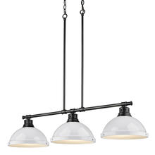 Golden 3602-3LP BLK-WH - Duncan 3-Light Linear Pendant in Matte Black with White