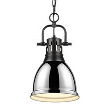 Golden 3602-S BLK-CH - Duncan Small Pendant with Chain in Matte Black with Chrome