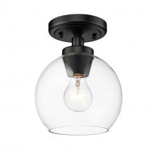 Golden 4855-FM BLK-CLR - Galveston BLK Flush Mount in Matte Black with Clear Glass Shade