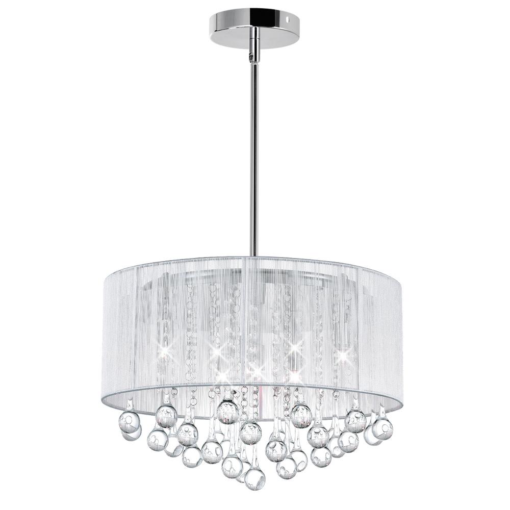 Water Drop 6 Light Drum Shade Chandelier With Chrome Finish