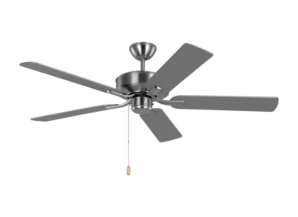 Linden 52'' traditional indoor brushed steel silver ceiling fan with reversible motor