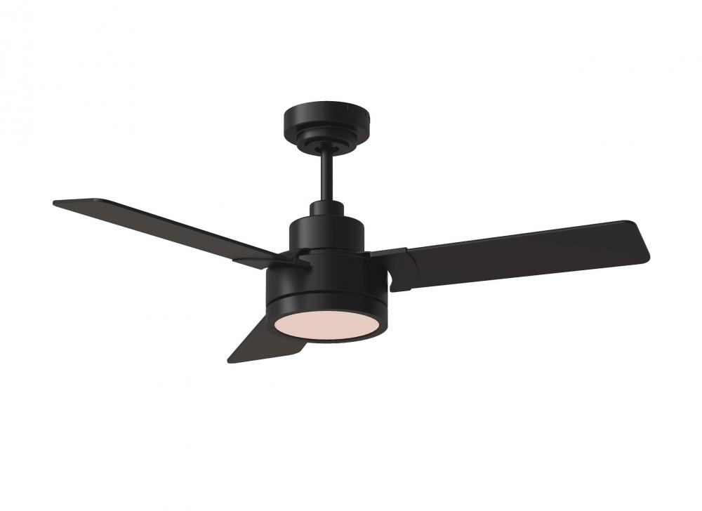 Jovie 44" Dimmable Indoor/Outdoor Integrated LED Indoor Midnight Black Ceiling Fan with Light Ki