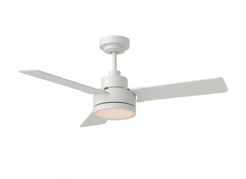 Jovie 44" Dimmable Indoor/Outdoor Integrated LED Indoor Matte White Ceiling Fan with Light Kit W