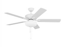 Generation Lighting 5LD52RZWD - Linden 52'' traditional dimmable LED indoor matte white ceiling fan with light kit and rever