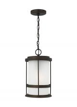 Generation Lighting 6290901EN3-71 - Wilburn modern 1-light LED outdoor exterior ceiling hanging pendant lantern in antique bronze finish