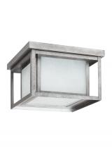 Generation Lighting 79039-57 - Hunnington contemporary 2-light outdoor exterior ceiling flush mount in weathered pewter grey finish