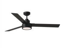 Generation Lighting 3JVR58MBKD - Jovie 58" Dimmable Indoor/Outdoor Integrated LED Midnight Black Ceiling Fan with Light Kit, Hand