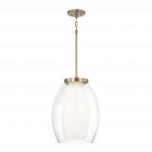 Capital 355911AD - 1-Light Pendant in Aged Brass with Layered White and Clear Glass